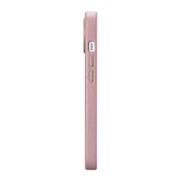 iPhone 14 magnetiskt läderfodral med MagSafe Litchi Premium Läderfodral rosa