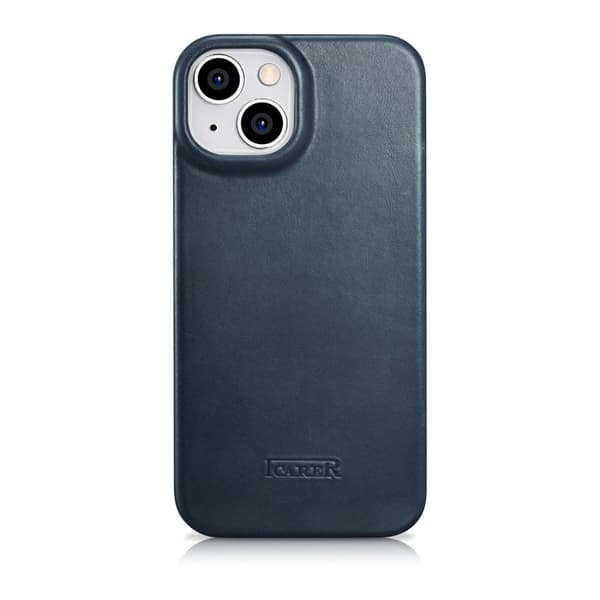 iPhone 14 Plus Magnetic Flip Case MagSafe CE Oil Wax Premium Læder Marineblå
