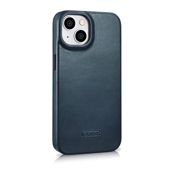 iPhone 14 Plus Magnetic Flip Case MagSafe CE Oil Wax Premium Læder Marineblå