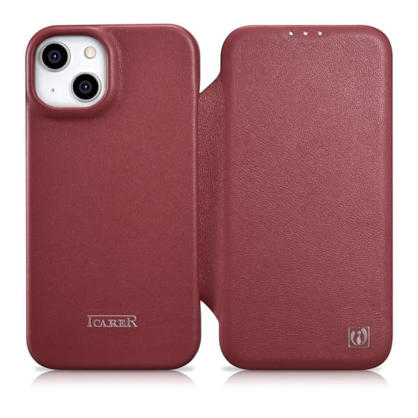Lædercover til iPhone 14 Plus med magnetklap MagSafe CE Premium Læder bordeaux