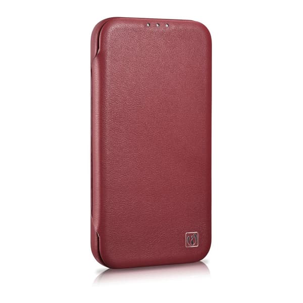 Nahkakotelo iPhone 14 Pro Maxille, magneettiläppä MagSafe CE Premium Leather viininpunainen