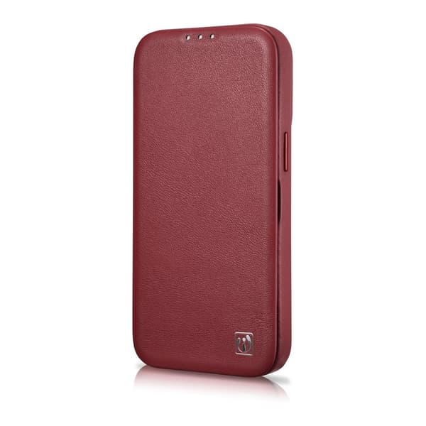 Nahkakotelo iPhone 14 Pro Maxille, magneettiläppä MagSafe CE Premium Leather viininpunainen