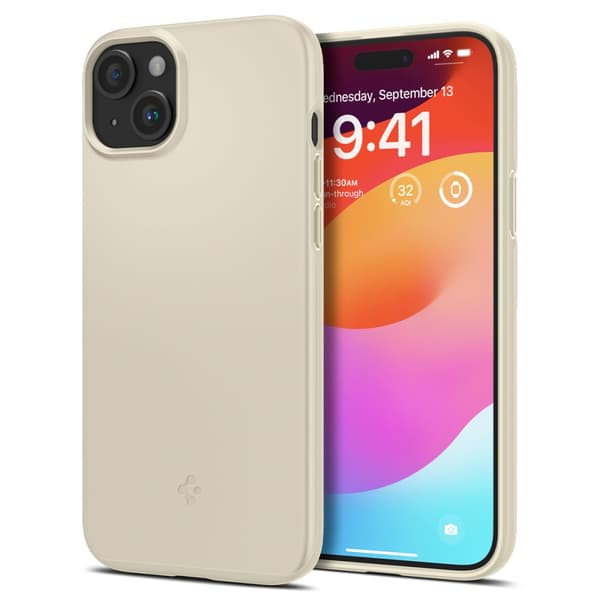 Beskyttelsescover til iPhone 15 Plus Thin Fit, beige