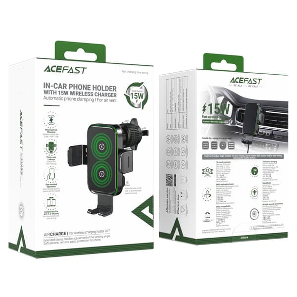 Biltelefonholder med induktiv oplader D17 - sort