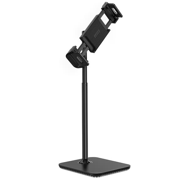 Teleskooppinen pöytäteline puhelimelle ja tabletille 135-230mm leveä musta