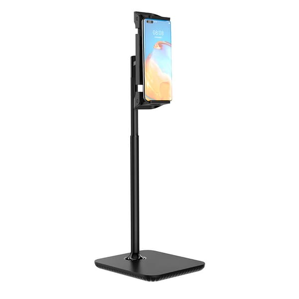 Teleskooppinen pöytäteline puhelimelle ja tabletille 135-230mm leveä musta