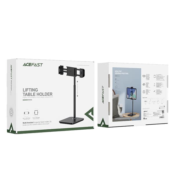 Teleskooppinen pöytäteline puhelimelle ja tabletille 135-230mm leveä musta