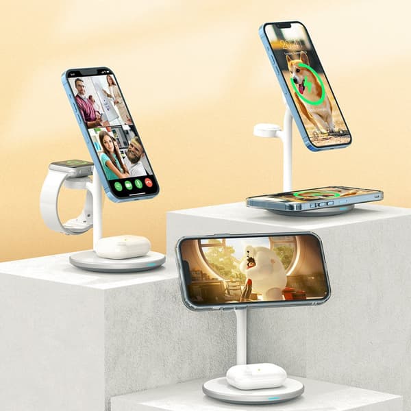 3-i-1 stander induktiv ladestation til iPhone AirPods Pro Apple Watch, sort