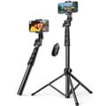Miniatyrbild 1 av 6: Selfiesticka med stativ och Bluetooth-fjärrkontroll, lång selfiestick 1,8m, svart