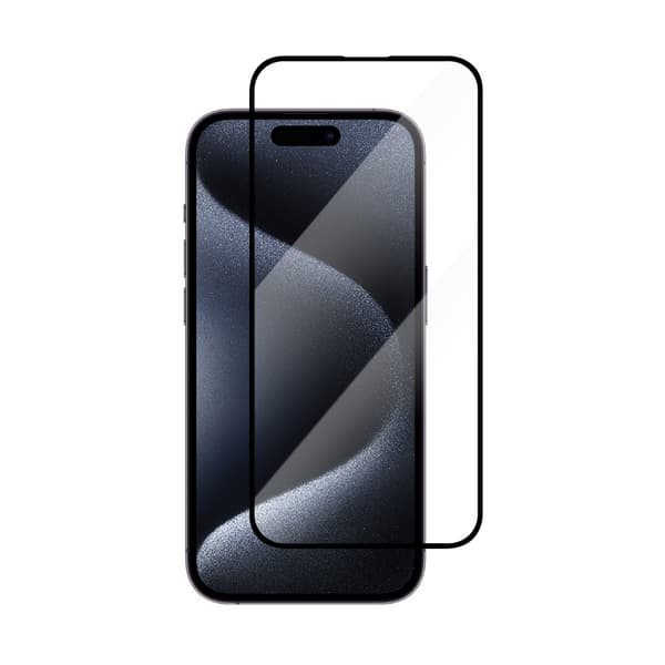 Härdat Skärmskydd med svart ram till iPhone 15 Pro