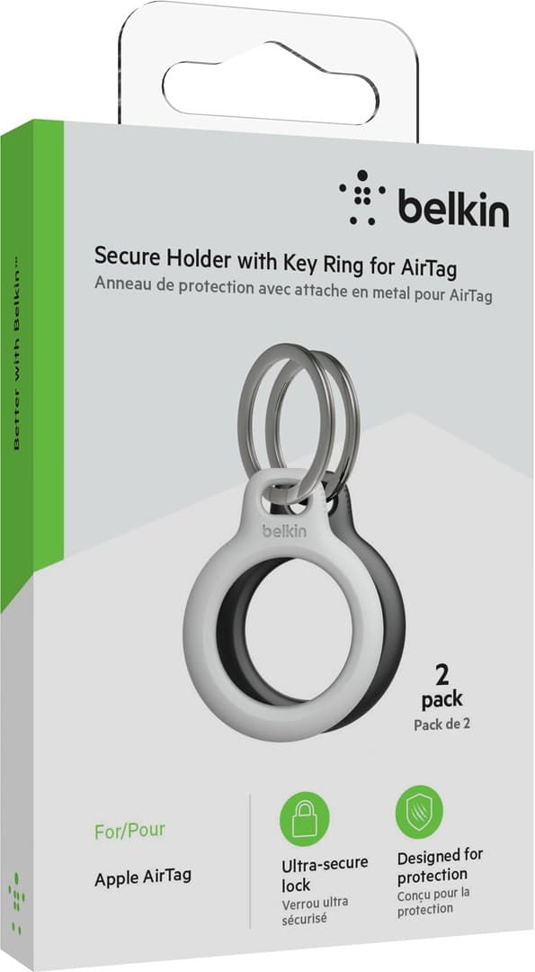 BELKIN AIRTAG FODRAL MED HJUL 2 STK SVART/VIT