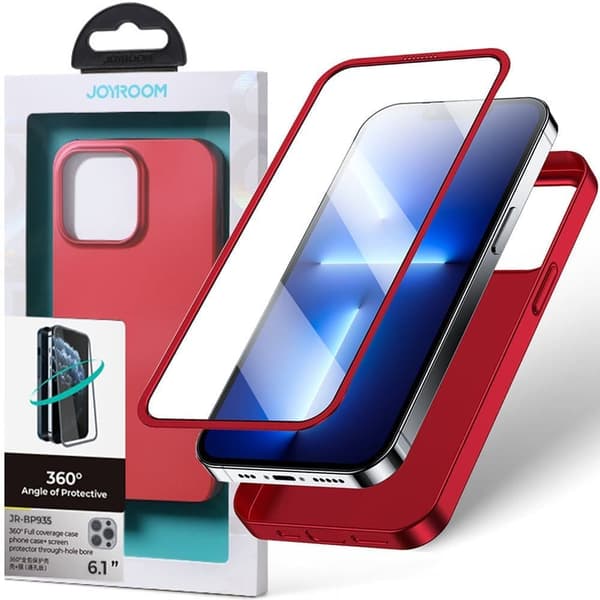 Joyroom 360 Full Case-deksel for iPhone 13 for bak- og frontdeksel + rødt herdet glass (JR-BP927 rød)