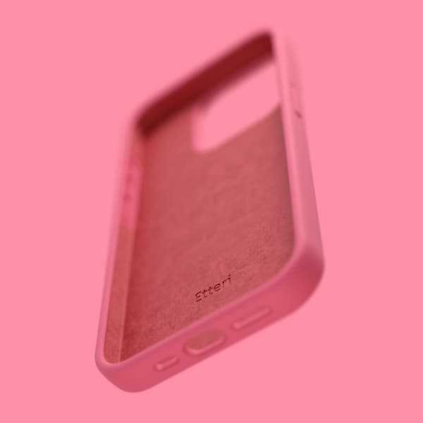 Etteri silikonikotelo iPhone 16 Pro:lle, jossa on reikä rannehihnalle - Vadelmainen