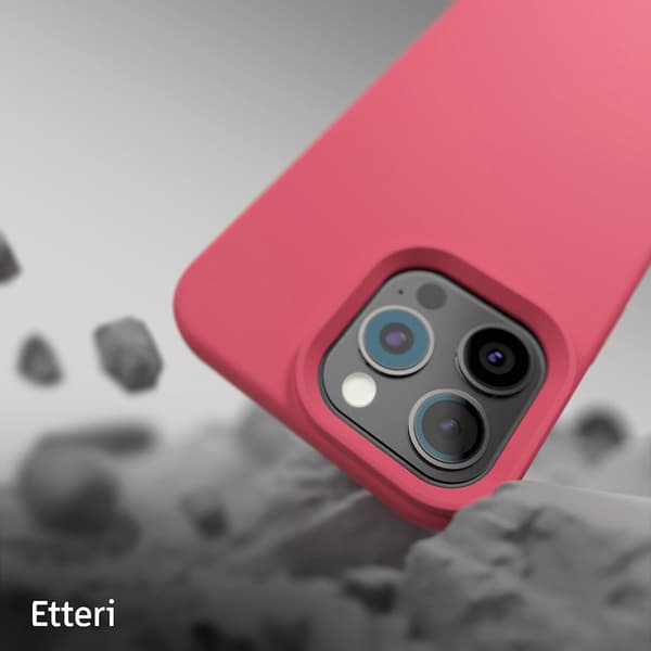 Etteri silikonikotelo iPhone 16 Pro Maxille, jossa on rannehihnan reikä - Vadelmainen