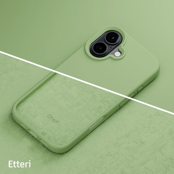Etteri silikoneetui til iPhone 16 Plus med hul til håndledsrem - Lysegrøn