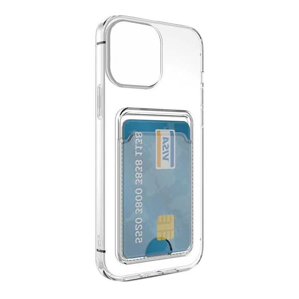 iPhone 15 Pro Max Stöttåligt Skal med Korthållare - Transparent