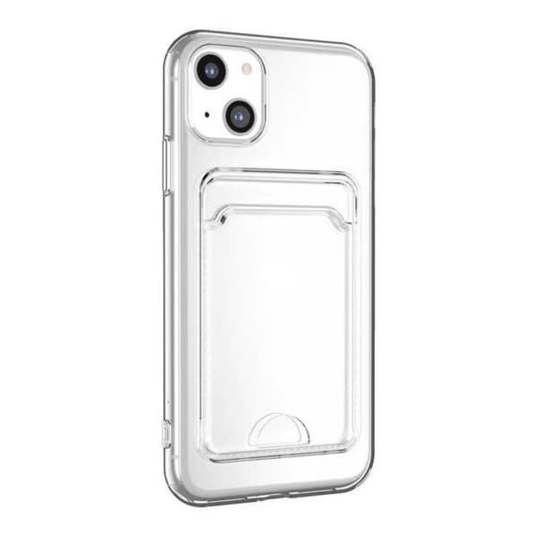 iPhone 15 Plus Stöttåligt Skal med Korthållare - Transparent