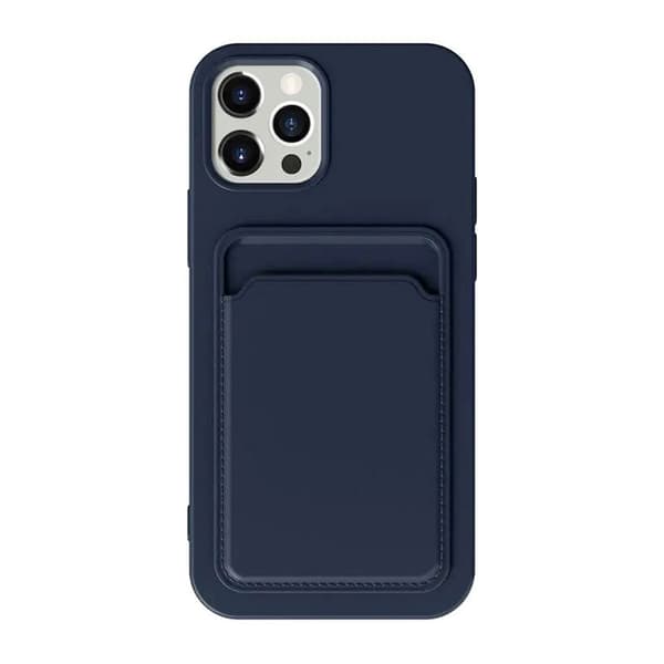 iPhone 15 Pro Max Mobilskal Silikon med Korthållare - Blå