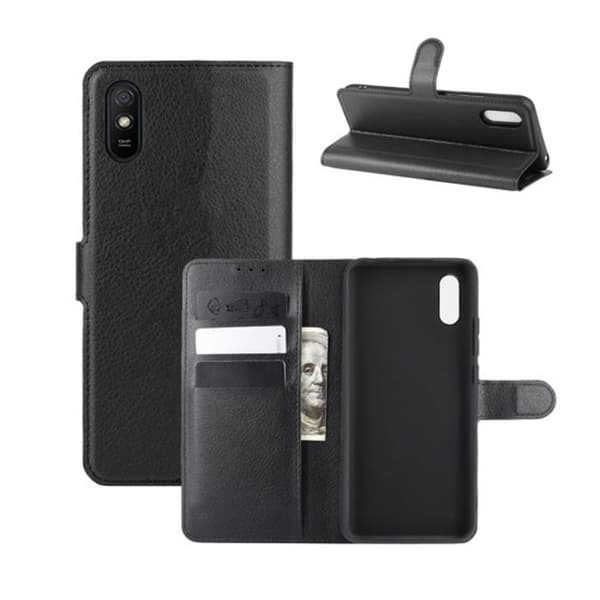Xiaomi Redmi 9A Plånboksfodral med Stativ - Svart
