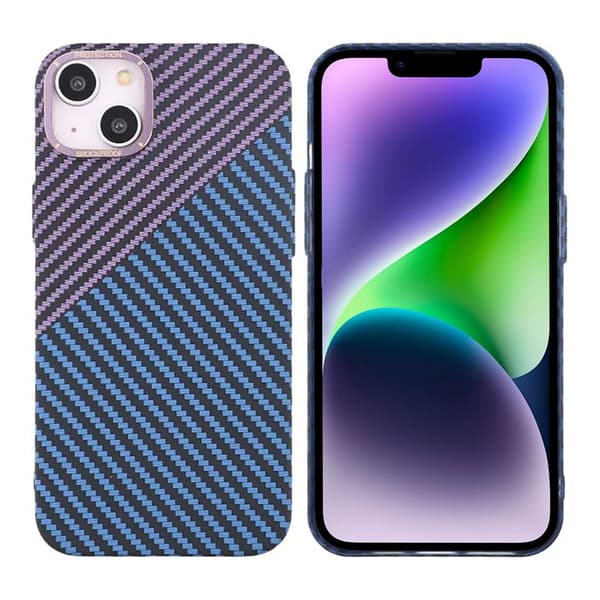 iPhone 15 Mobilskal i Kolfiber - Lila/Blå