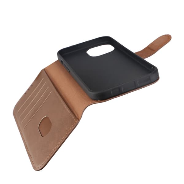iPhone 15 Plånboksfodral Läder Rvelon - Brun