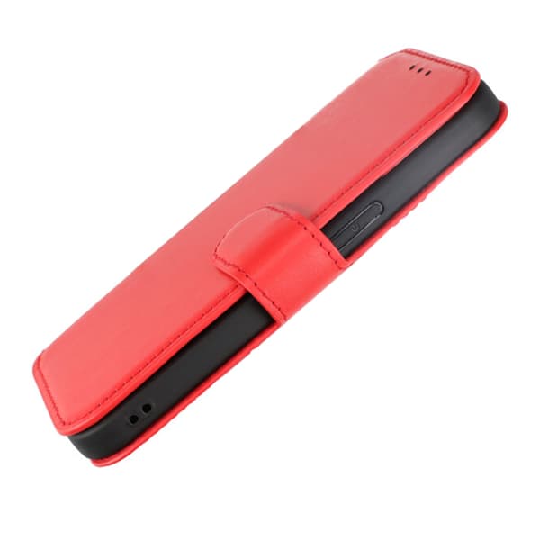 iPhone 15 Plånboksfodral Läder Rvelon - Röd