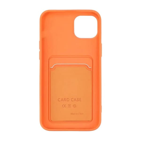 iPhone 15 Mobilskal Silikon med Korthållare - Orange