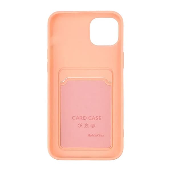 iPhone 15 Mobilskal Silikon med Korthållare - Rosa