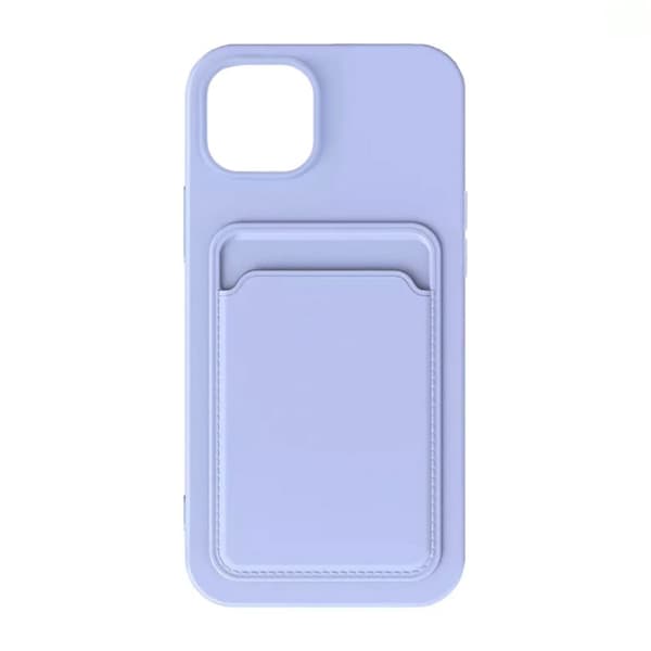 iPhone 15 Mobilskal Silikon med Korthållare - Lila