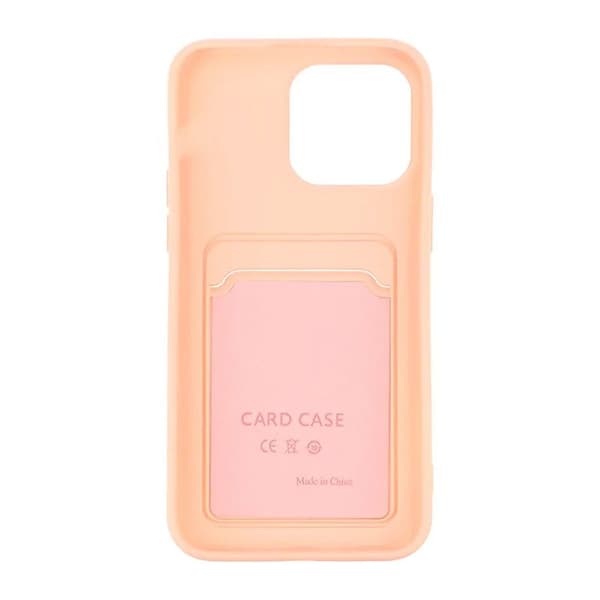 iPhone 15 Pro Mobilskal Silikon med Korthållare - Rosa