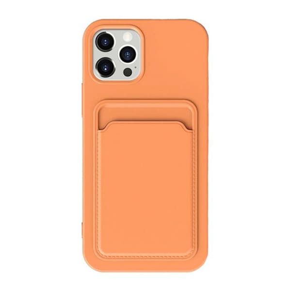 iPhone 15 Pro Max Mobilskal Silikon med Korthållare - Orange