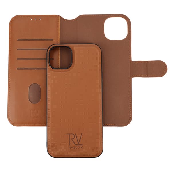 iPhone 15 Plus Plånboksfodral Magnet Rvelon - Brun