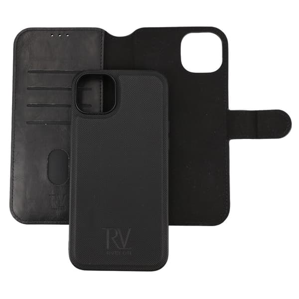 iPhone 15 Plus Plånboksfodral Magnet Rvelon - Svart