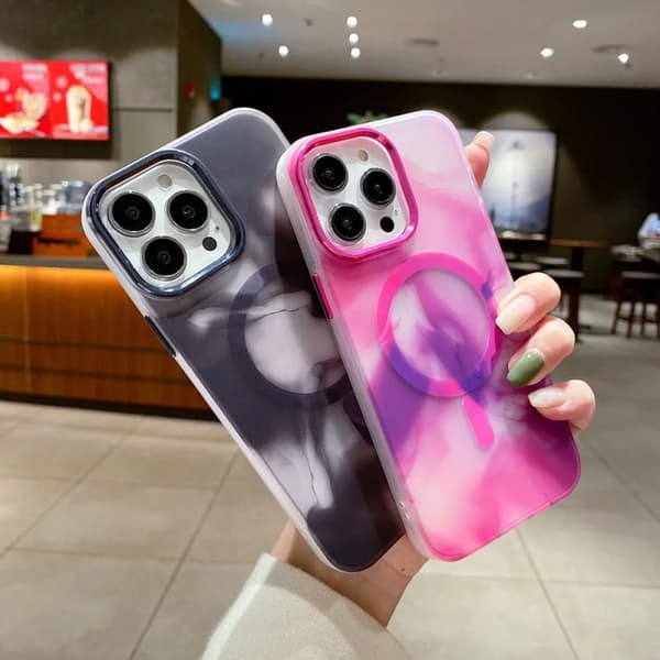 iPhone 14 MagSafe Mobilskal - Grå Abstrakt
