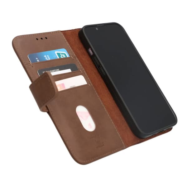 iPhone 14 Plånboksfodral Läder Rvelon - Brun