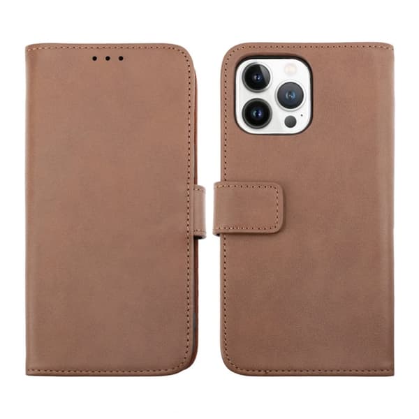 iPhone 14 Pro Plånboksfodral Läder Rvelon - Brun