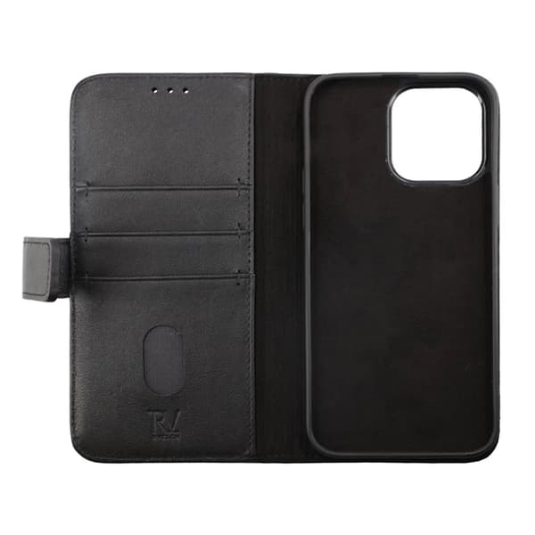 iPhone 14 Plus Plånboksfodral Läder Rvelon - Svart