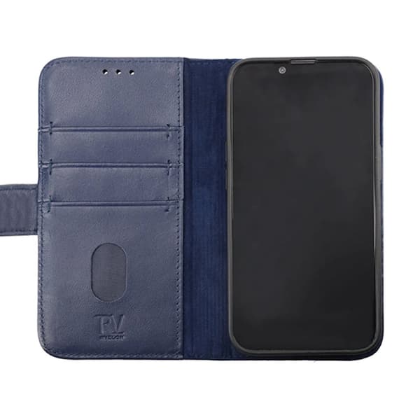 iPhone 14 Plus Plånboksfodral Läder Rvelon - Blå