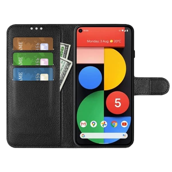 Google Pixel 5A Plånboksfodral med Stativ - Svart