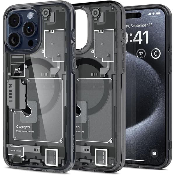 Ultra Hybrid Mag -kotelo MagSafella iPhone 15 Prolle, harmaa ja musta