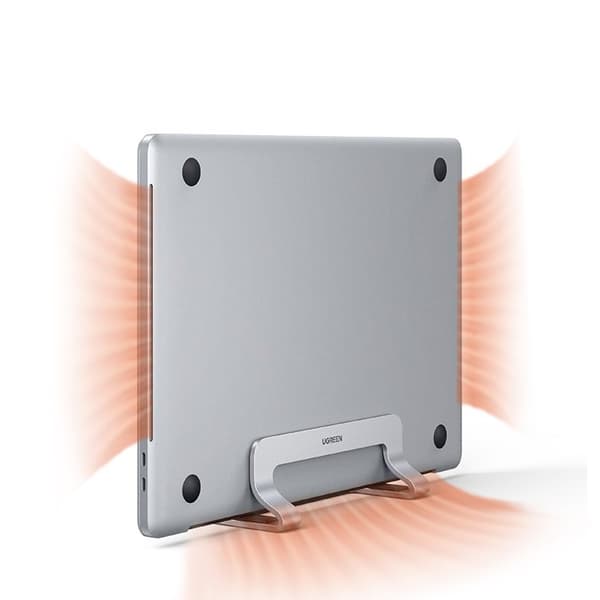 Lodret stativholder til MacBook, laptop, tablet, sølv aluminium