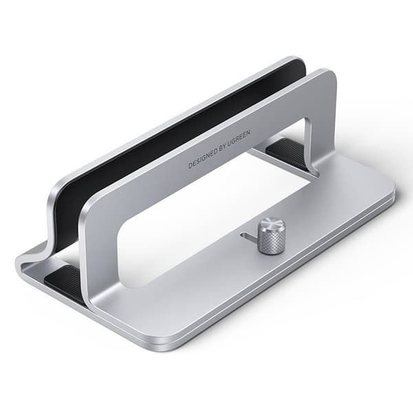 Lodret stativholder til MacBook, laptop, tablet, sølv aluminium