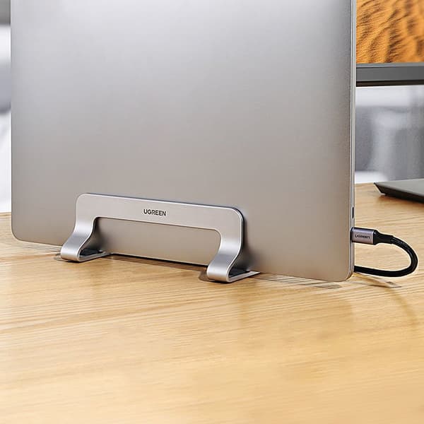 Lodret stativholder til MacBook, laptop, tablet, sølv aluminium