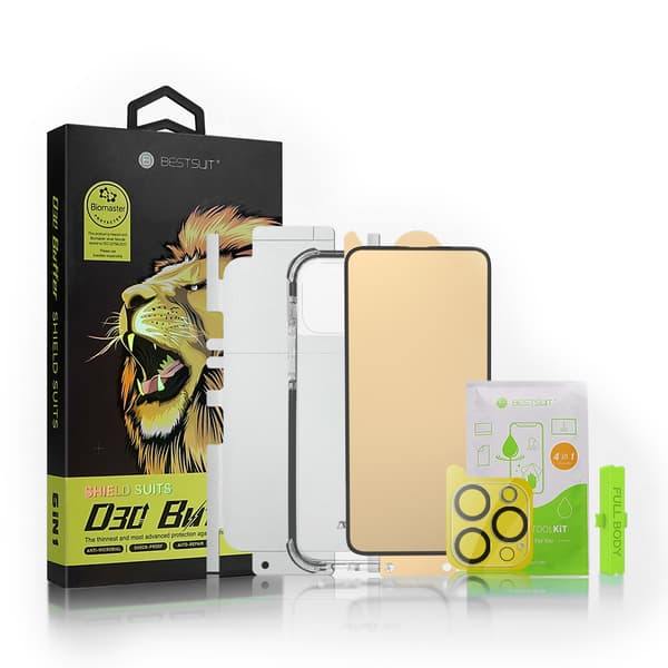 6i1 beskyttelsessæt til iPhone 13 MINI cover, glas, skærm og kamera, D30 Buffer applikator