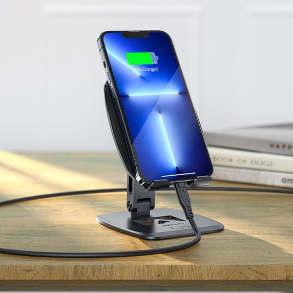Sammenfoldelig holder telefonstativ, grå