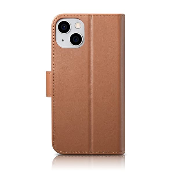 2in1 nahkainen läppäkuori iPhone 14 Anti-RFID -lompakkokotelo ruskea