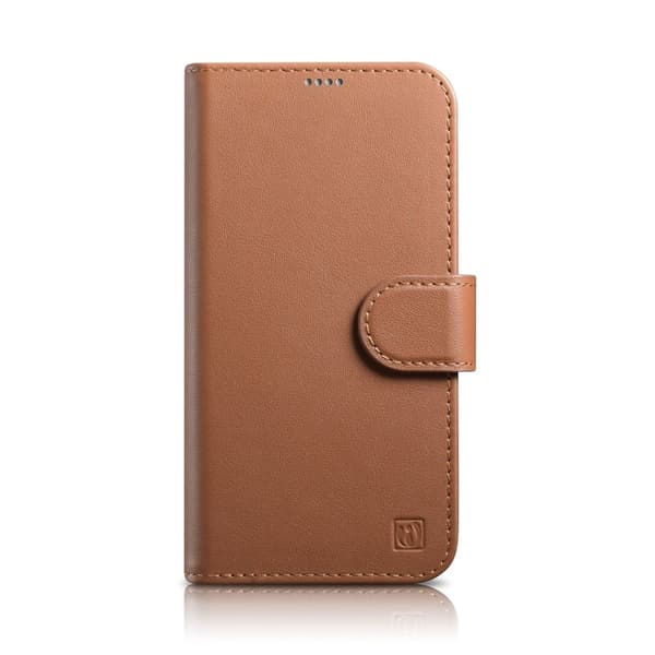 2in1 nahkainen läppäkuori iPhone 14 Anti-RFID -lompakkokotelo ruskea