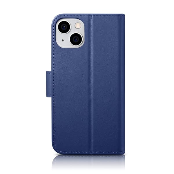 2-i-1 læder Flip Cover iPhone 14 Plus Anti-RFID pung etui Blå