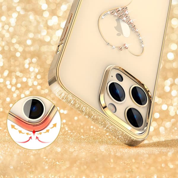 iPhone 14 Plus cover dekoreret med Wish Series guldkrystaller