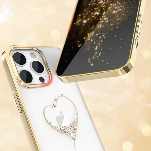 iPhone 14 Plus cover dekoreret med Wish Series guldkrystaller